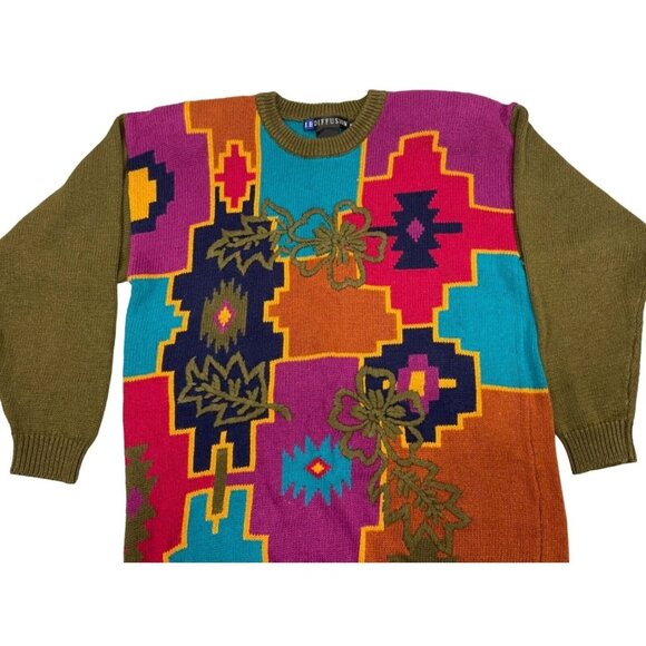 VTG IB Diffusion Tunic Sweater Aztec Southwestern Colorblock Multicolor Womens M - Picture 3 of 9